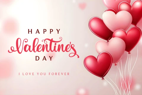 Valentine's Day Heart Balloon Design for Romantic Card Template