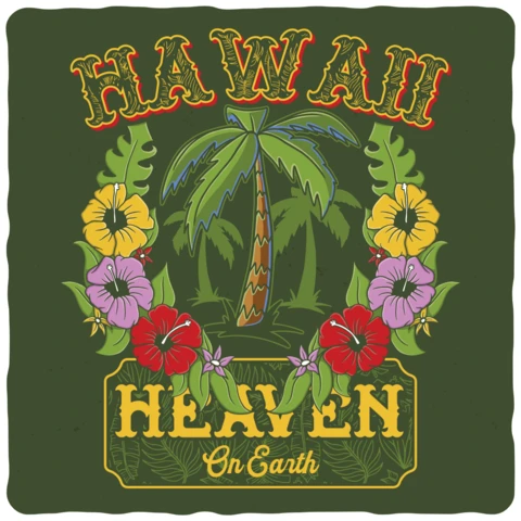 Hawaii Heaven On Earth T-shirt Design Template