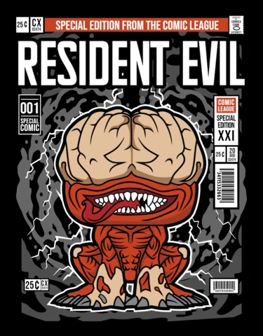 Licker resident evil stripfiguur tijdschrift cover ontwerpsjabloon