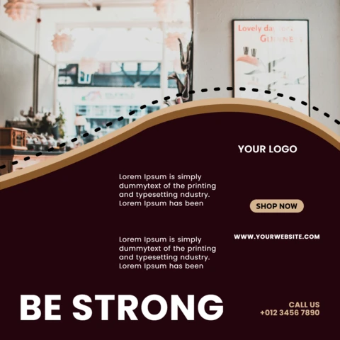 Szablon postu na Instagramie dla kawiarni Be strong