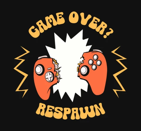 Game Over? Respawn Rise Again in The Gaming World T-Shirt Design Template