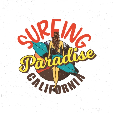 California Surfing Paradise Vintage T-shirt Design