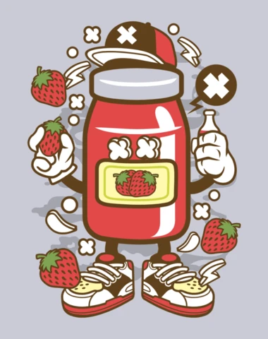 Strawberry Jam Cartoon Character Poster Design Template
