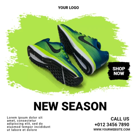 Modello di progettazione per post sui social media per saldi sulle sneakers della nuova stagione