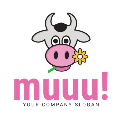 Cute Cow Head Logo Design Template