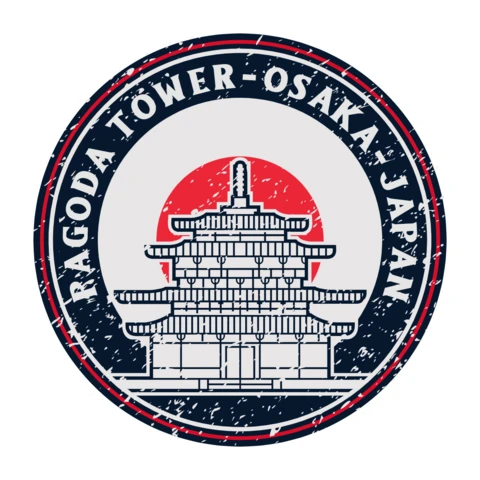 Pagoda tower osaka japan colorful logo design template