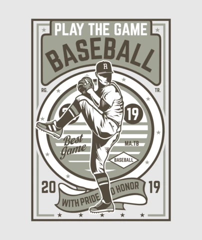 Speel het spel baseball t-shirt ontwerpsjabloon