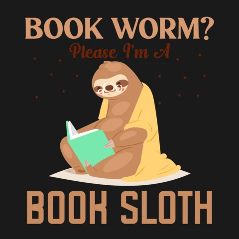 Book Worm Please I'm A Book Sloth T-Shirt Design Template