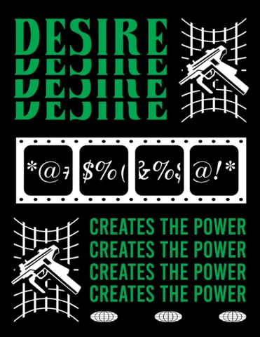 Urban Street Art Template with Bold Typography and Gun Graphic for Apparel Design