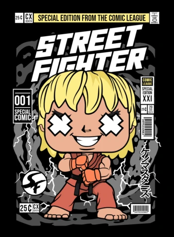 Ken Street Fighter Cartoon Character Magazine Cover Design Template