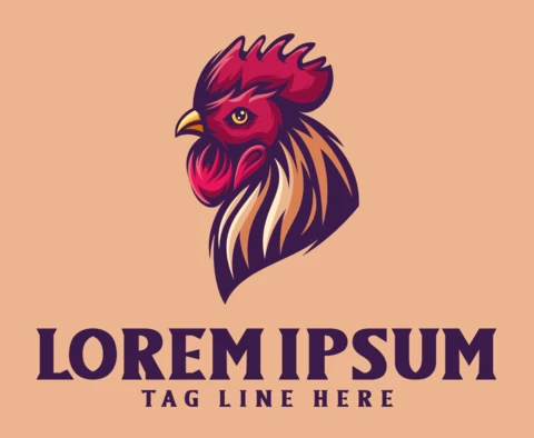 Modèle de conception de logo de tête de coq de poulet