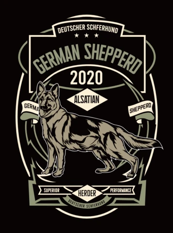 German Shepherd Retro T-shirt Design Template