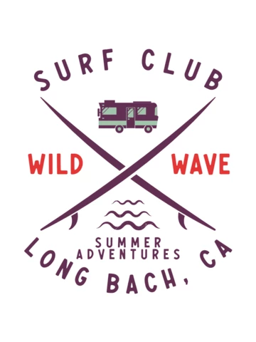 Surf Club Summer Adventures T-shirt Template Design