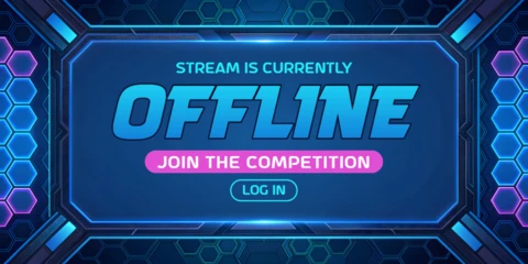 Futuristic Offline Stream Design Template with Neon Hexagonal Elements