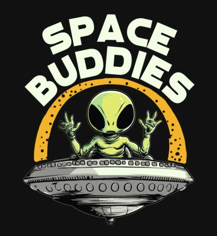 Space Buddy Alien King Regal Extraterrestrial With Cosmic Crown T-Shirt Design Template