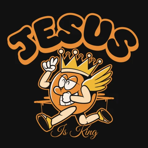 Design de t-shirt graphique "Jésus est roi" ludique