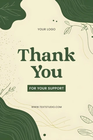 Elegant Thank You Card Design Template with Natural Elements