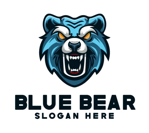 Blue Wolf Logo Design Template