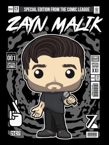 Zayn Malik Cartoon Character Magazine Cover Design Template