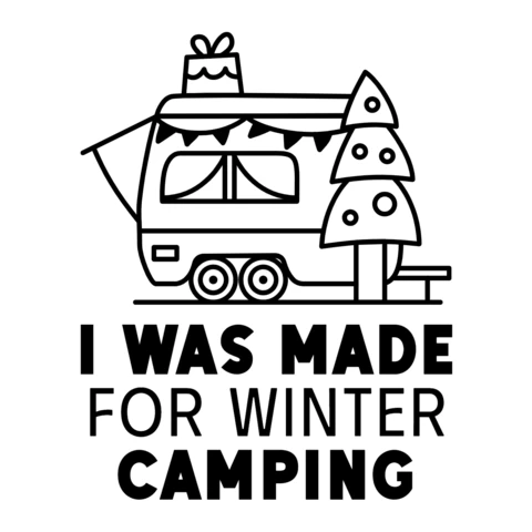 Winter Camp RV Trailer Silhouette Line Art Logo Template Design