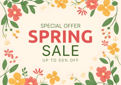 Modello di vendita floreale di primavera per offerte speciali - grafica promozionale modificabile