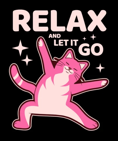 Relax Yogi Cat in Warrior Pose for Yoga Clothing Design Template