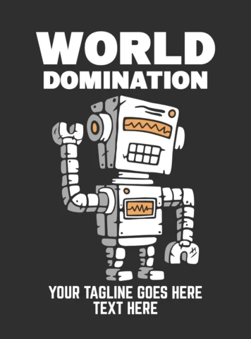 World Domination With Robot Vintage T-shirt Design Template