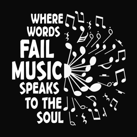 Music Notes Half Flower T-Shirt Design Template