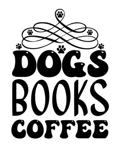Dogs Books Coffee T-Shirt Design Template