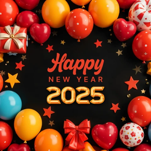 Gelukkig nieuwjaar 2025 ballonnen ontwerpsjabloon