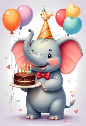 Modelo de convite de festa de aniversário de elefante adorável