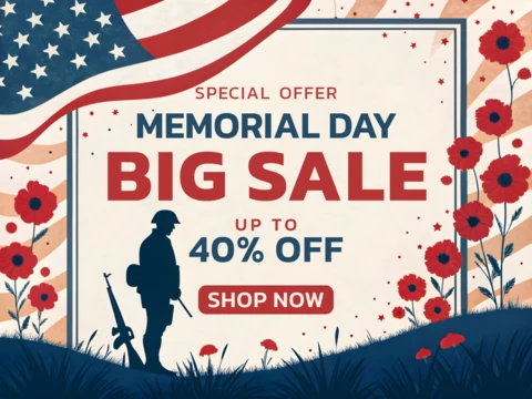 Memorial Day Sale Design Template - Vintage Americana Style with Patriotic Elements