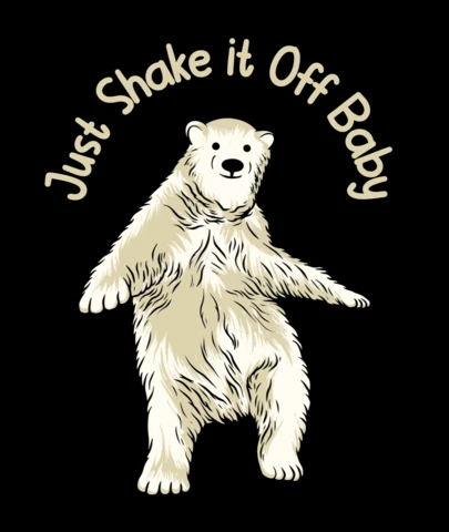 T-shirt design template amusant d'animal arctique avec un ours polaire dansant 'il suffit de laisser tomber bébé'