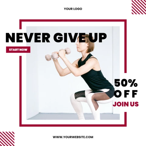 Fit Girl Minimalist Gym Ad Instagram Post Design Template
