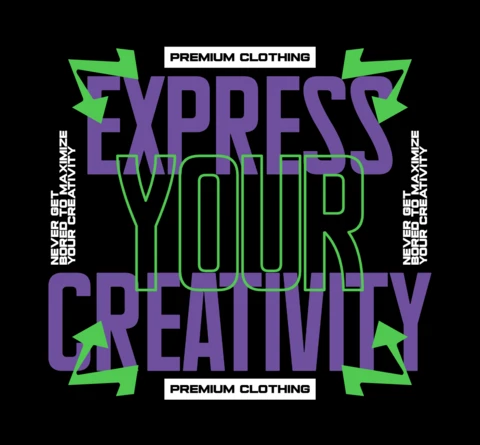 Express Your Creativity Bold Motivational with Arrows & Branding Elements T-Shirt Design Template