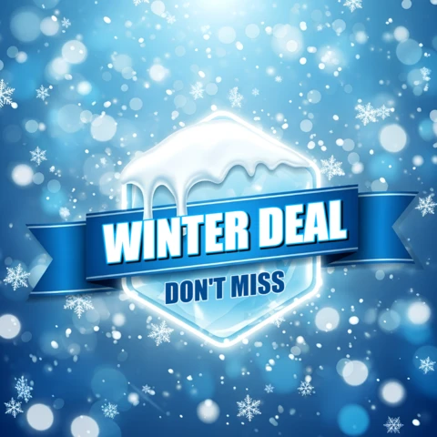 Winterangebot Werbevorlage mit Schneeflocken für saisonales Marketing