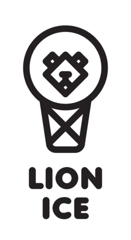 Modèle de logo pour la crème glacée au lion noir