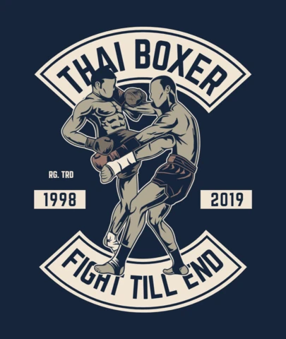 Thai Boxer Fight Till T-Shirt Design Template