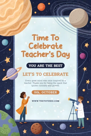 Whimsical Space-Themed Teacher's Day Celebration Template Design