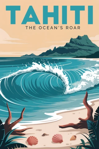 Tahiti Wave Design Template for Travel Posters