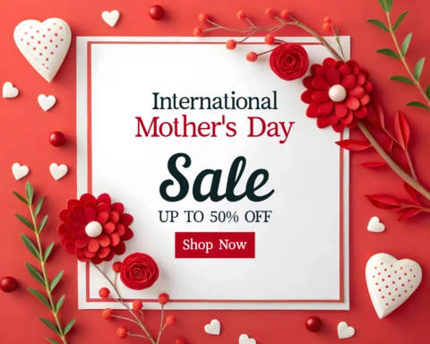 Editable Mother's Day Sale Template - Floral Design with Heart Accents