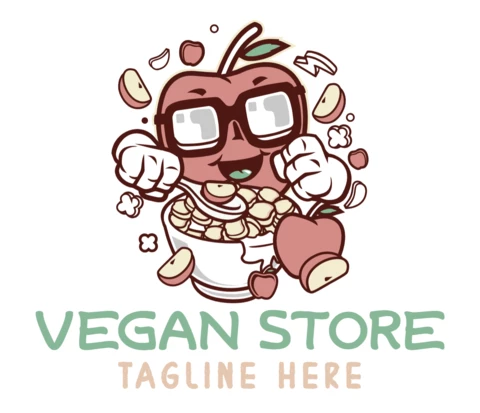 Modello di progettazione del logo del negozio vegano