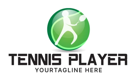 Modèle de conception de logo coloré de joueur de tennis