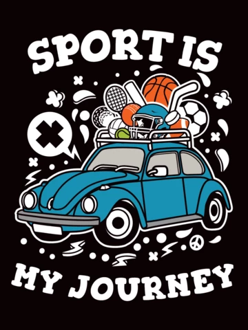 Sport Is My Journey Cartoon Car T-Shirt Design Template