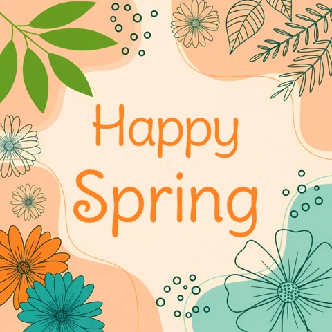 Spring Floral Design Template for Greeting Cards