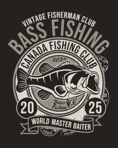 バス釣りヴィンテージTシャツデザインテンプレート