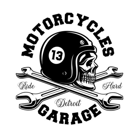 Modèle de t-shirt tête de mort de motard avec wrences