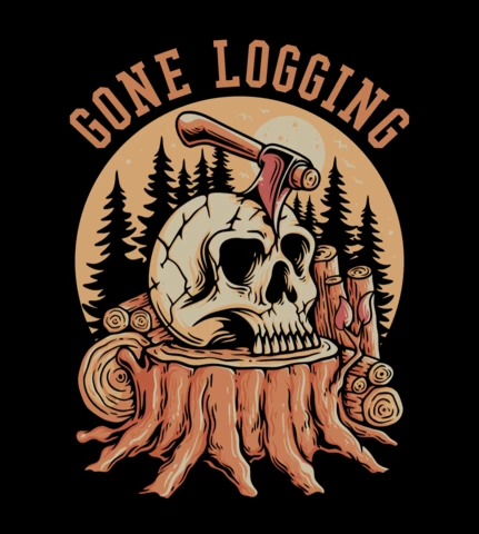 Logger Skull Ax Vintage T-shirt Design Template