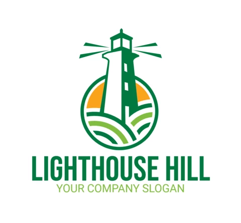 Leuchtturm hügel logo design Vorlage