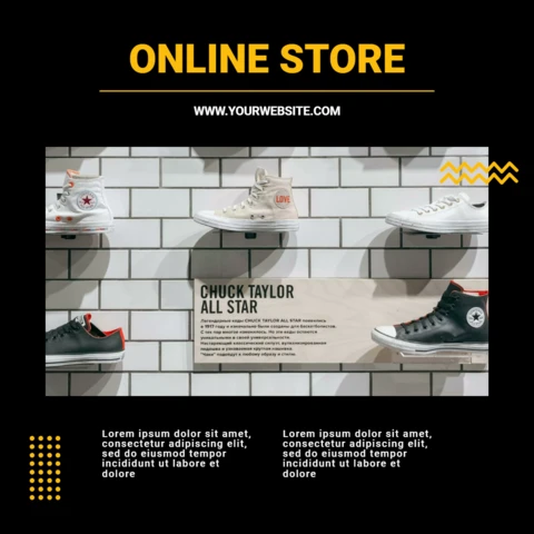 Czarno-żółty szablon reklamy streetwear na Instagramie